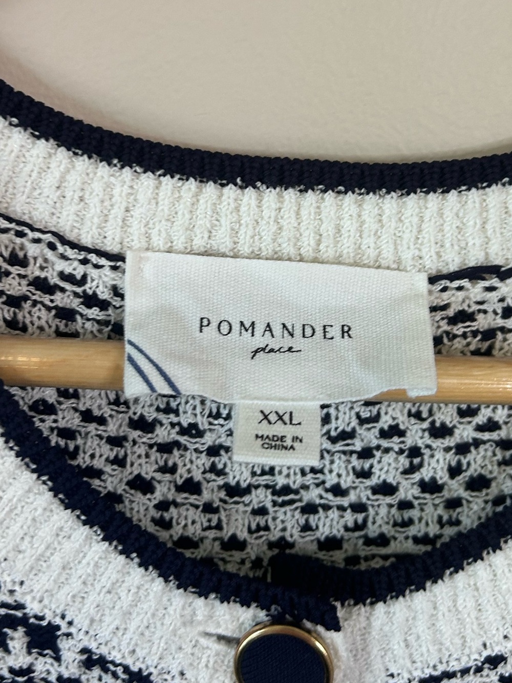 Pomander Place Bardot Navy White Stripe Sleeveless Button Knit Dress Size XXL - Picture 4 of 7